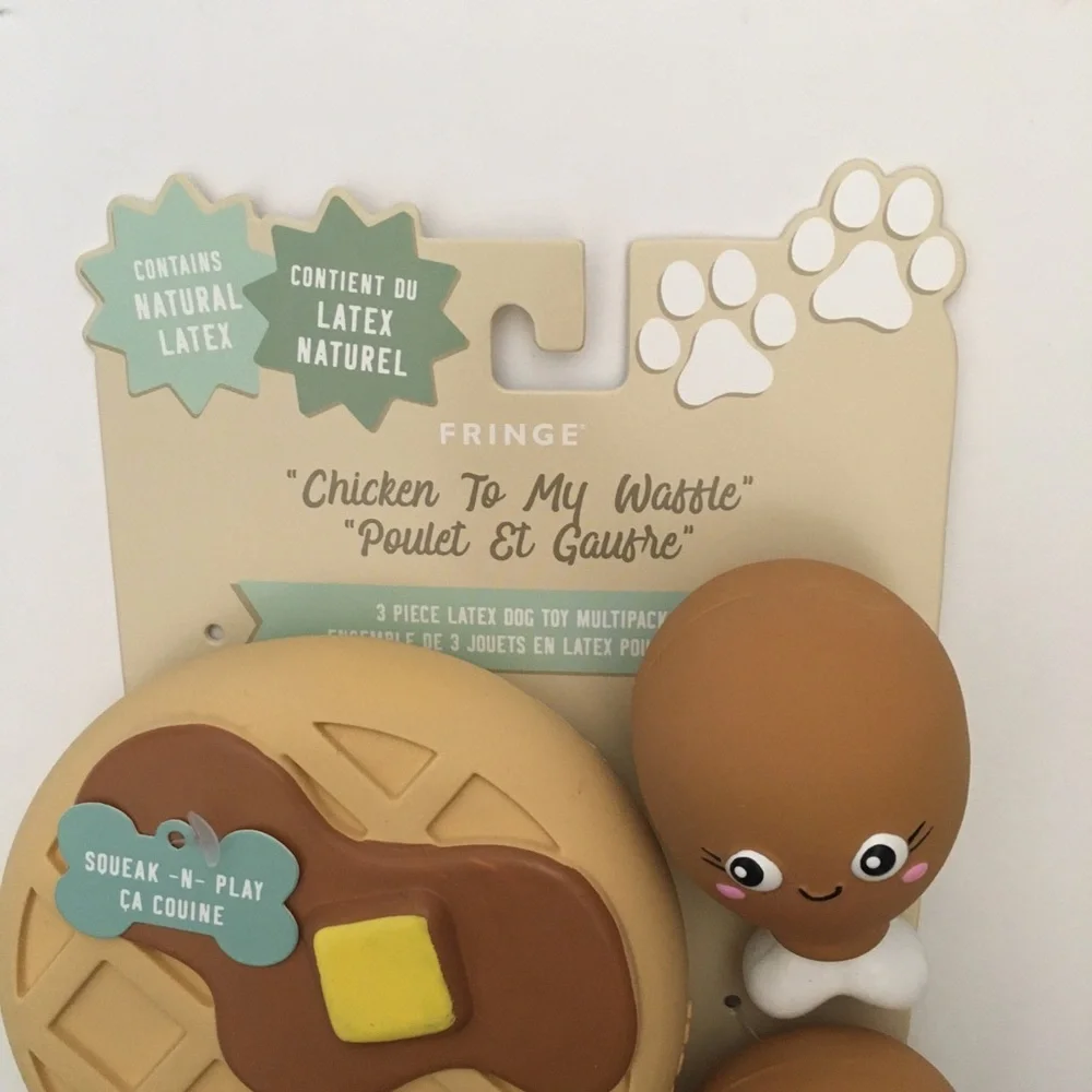 Dog Toys Latex Squeakers “Chicken to My Waffle” Set of 3 NEW | Fringe